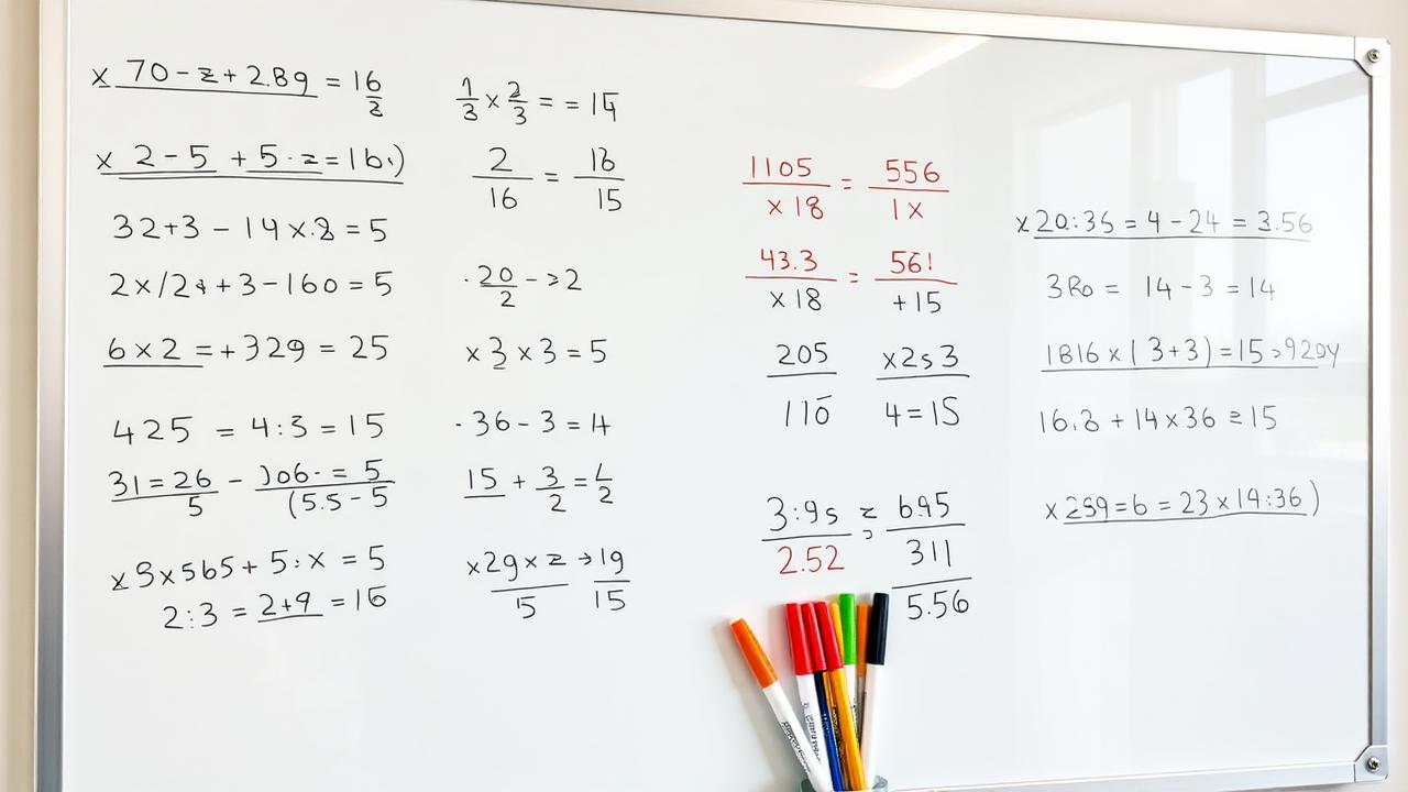 Whiteboard with mathematical formulas and average calculations