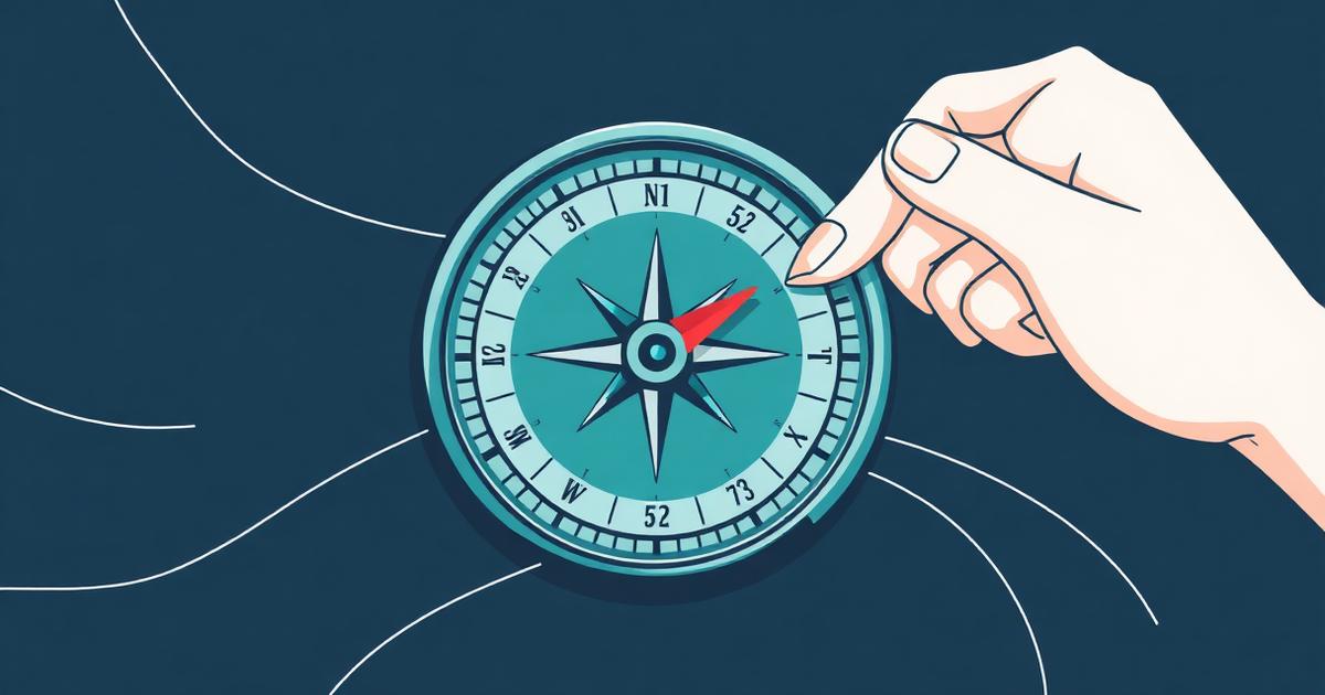 Illustration of a hand adjusting a compass representing diagnosing why a mentoring client is stuck