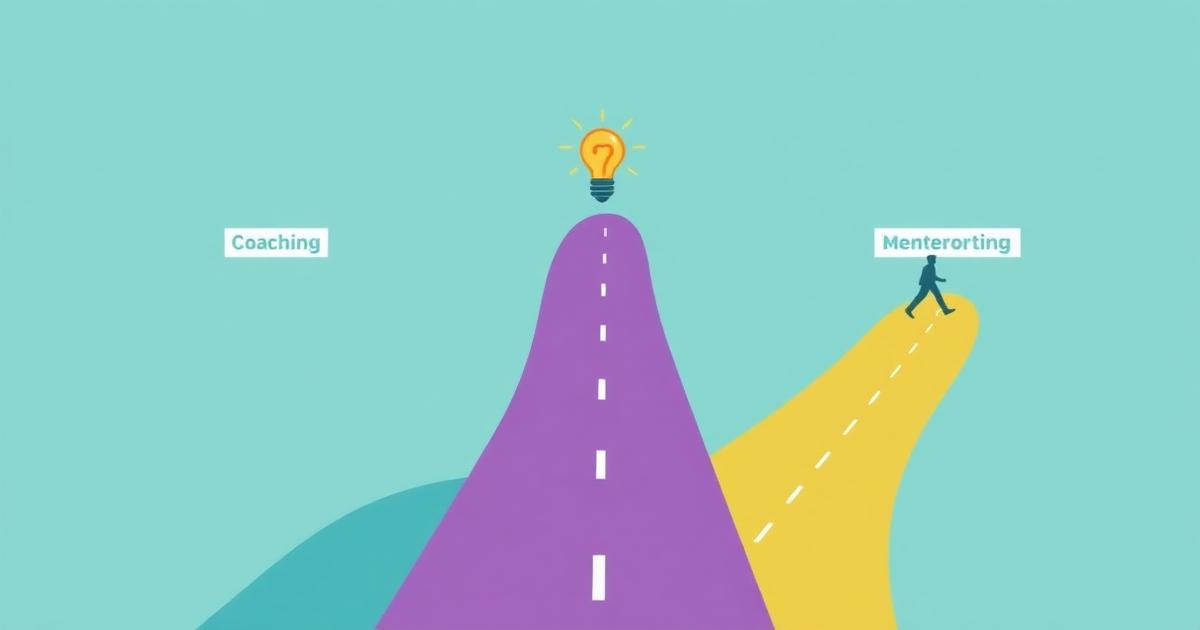 Illustration showing three distinct paths representing coaching, consulting, and mentoring approaches